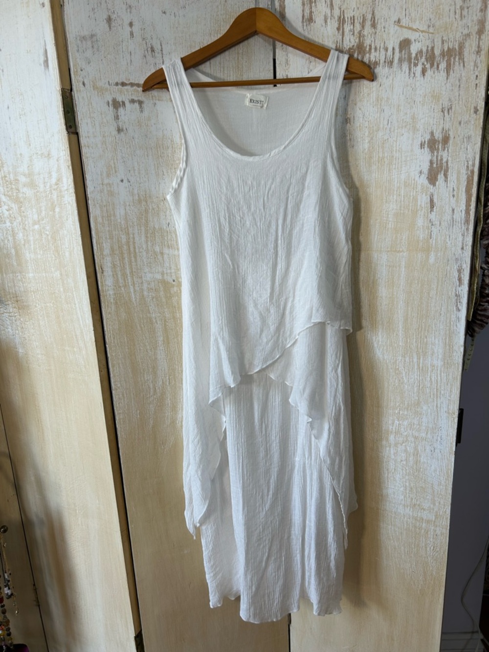 Boho Flowy White Layered Tank Dress by Exist
